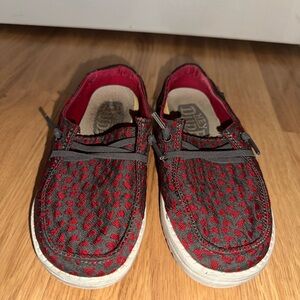 Hey Dude Kids Black and Red heart Moccasins shoes